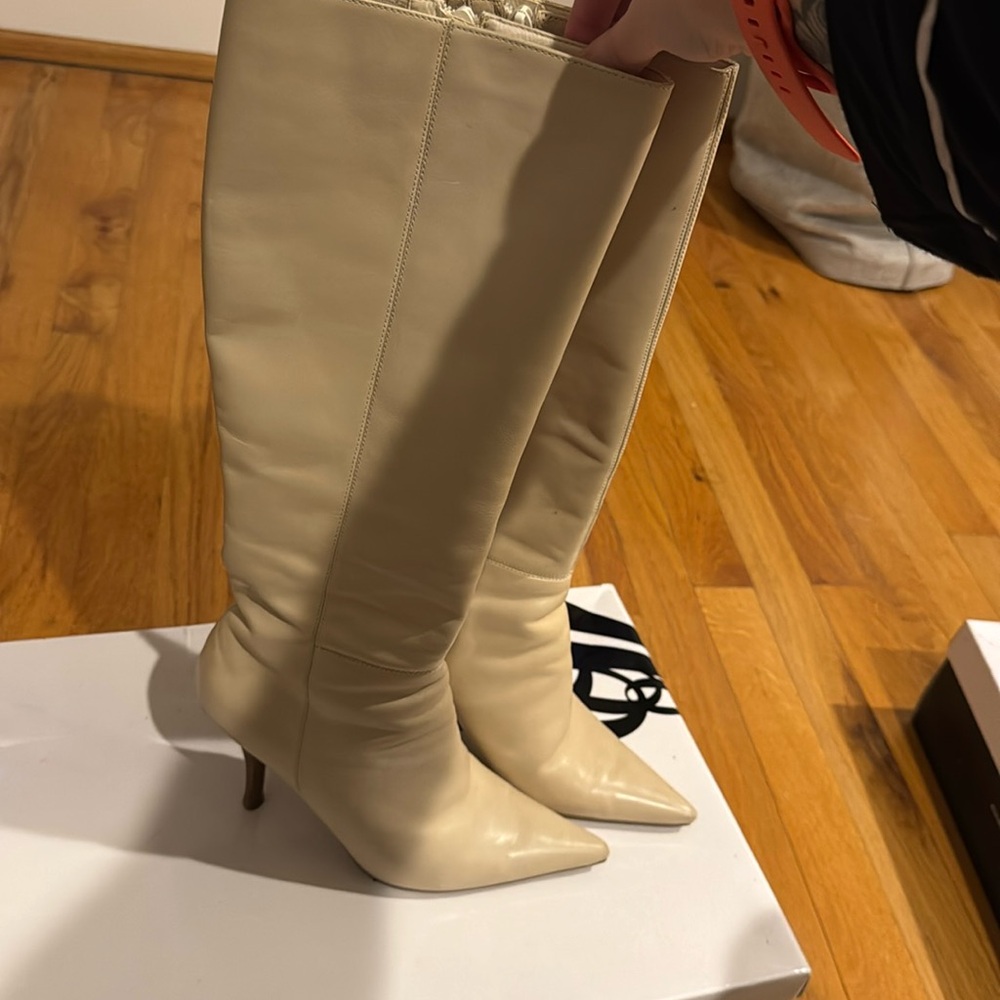 NINE WEST• leather heel pointed boots - Picture 2 of 15
